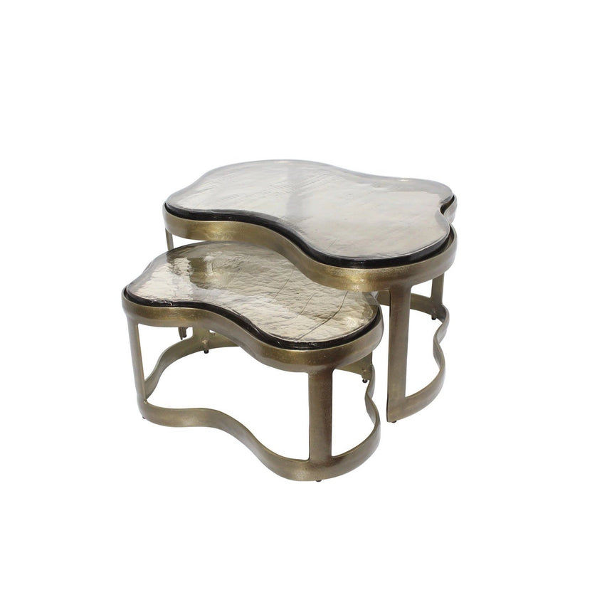 Couchtisch Fairfield mit Glas in brass antique 2er-Set von Richmond Interiors – Produktbild 1