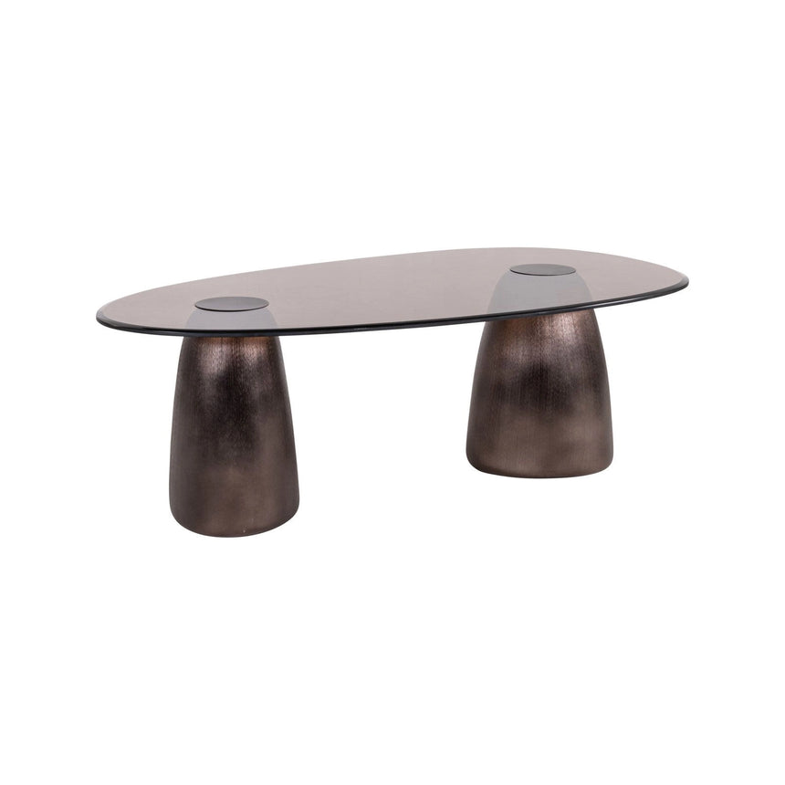 Couchtisch Hayden oval aus Aluminium und Glas in bronze, 128x69x42 cm von Richmond Interiors – Bild 1