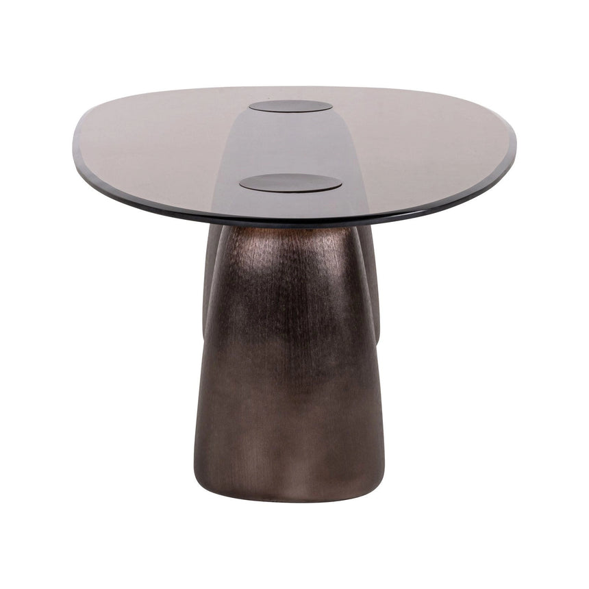 Couchtisch Hayden oval aus Aluminium und Glas in bronze, 128x69x42 cm von Richmond Interiors – Bild 4