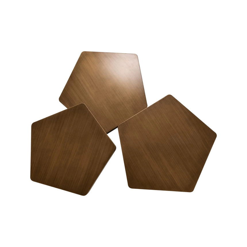 Couchtisch Hexa aus Eisen in brushed gold als 3er-Set von Richmond Interiors – Bild 5