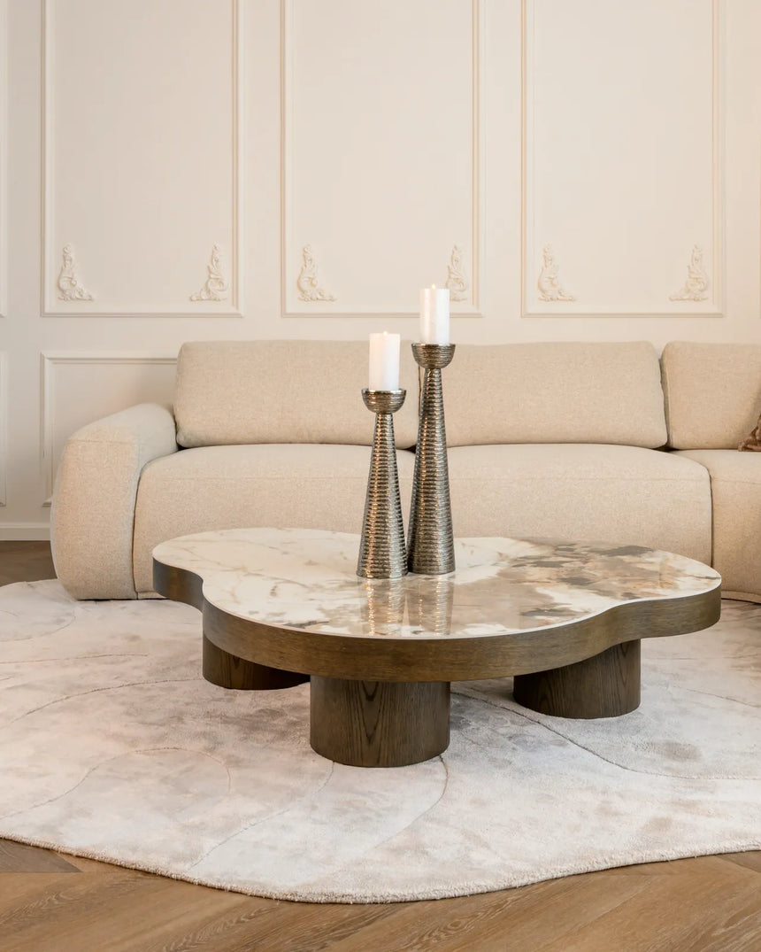 Couchtisch Langford mit Eichenfurnier und Keramik in braun, 140x100x32 cm von Richmond Interiors – Bild 9
