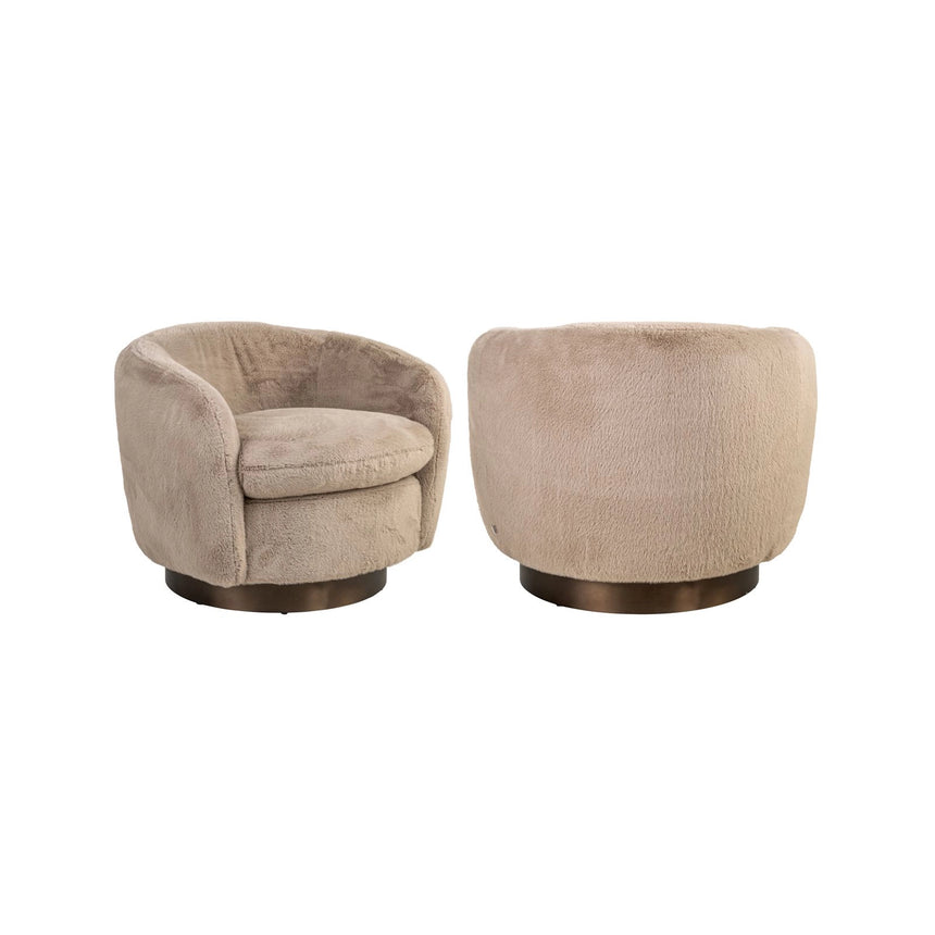Drehbarer Sessel Colmar in khaki fluffy, 86x79x67 cm von Richmond Interiors – Bild 1