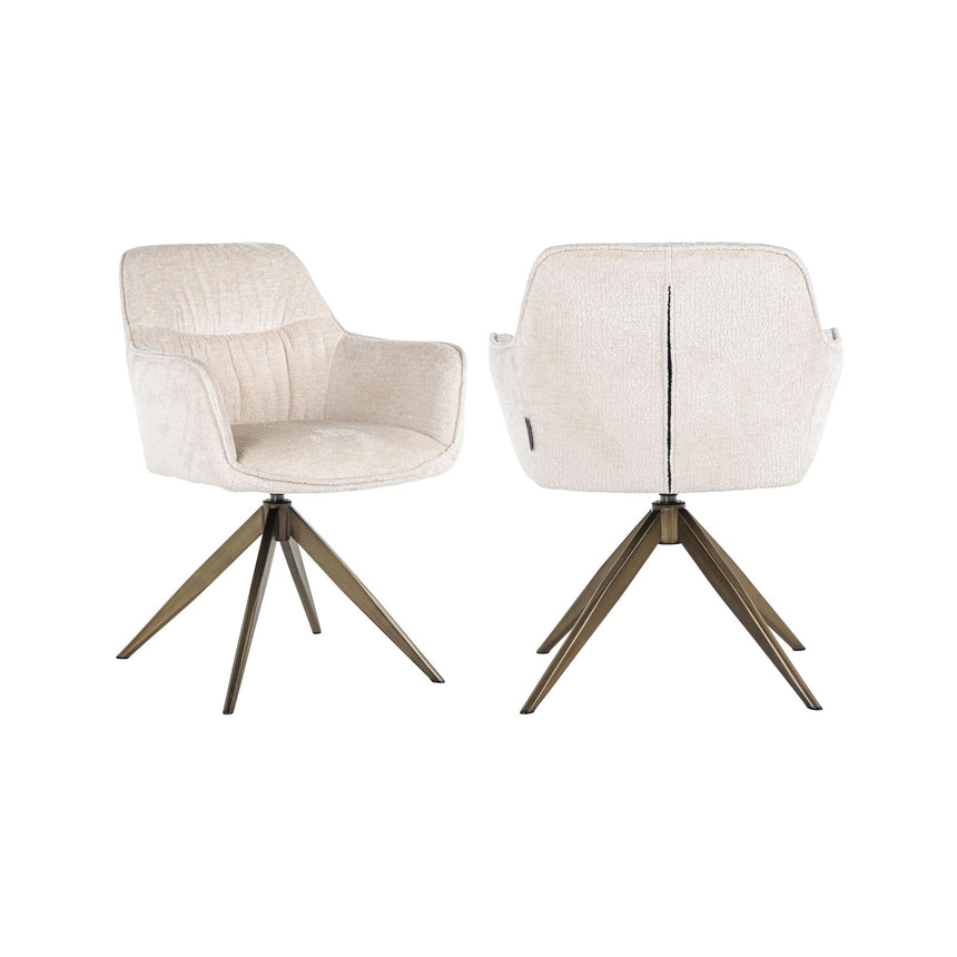 Essstuhl Aline mit Drehfunktion und flammhemmendem Bezug in white chenille, 59x61x82 cm von Richmond Interiors – Bild 1