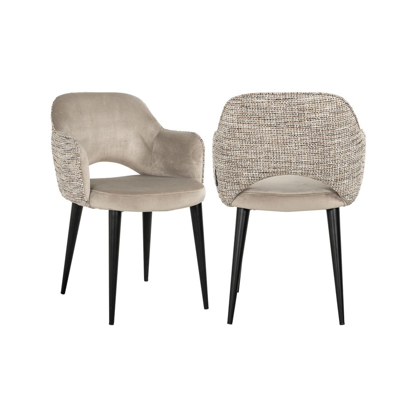 Essstuhl Giovanna mit flammhemmendem Bezug in trendy nature / khaki velvet, 60x64x85 cm von Richmond Interiors – Bild 1