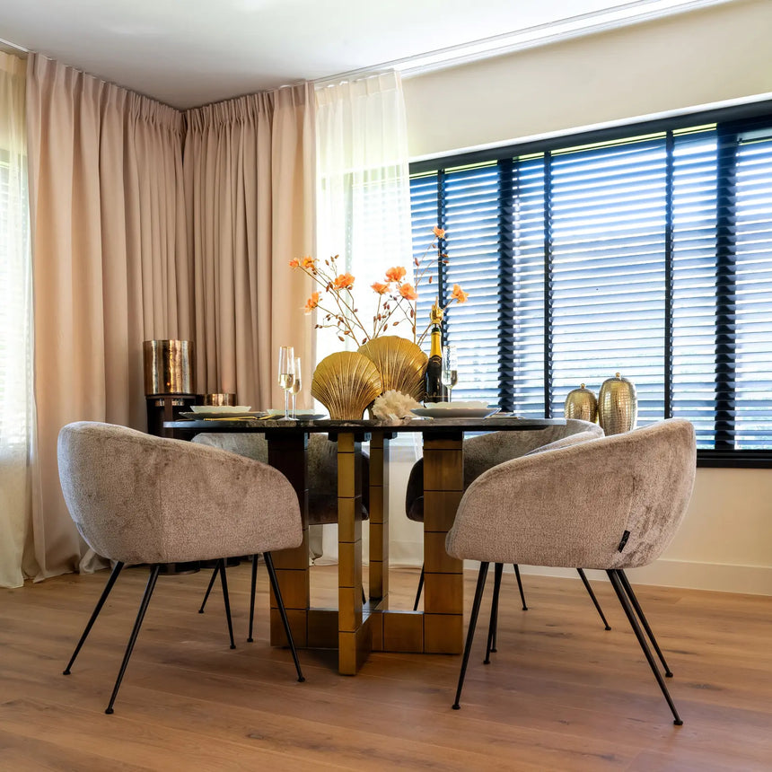 Esstisch Collada aus Marmor in schwarz/gold, 130x130x76 cm von Richmond Interiors – Produktbild 6