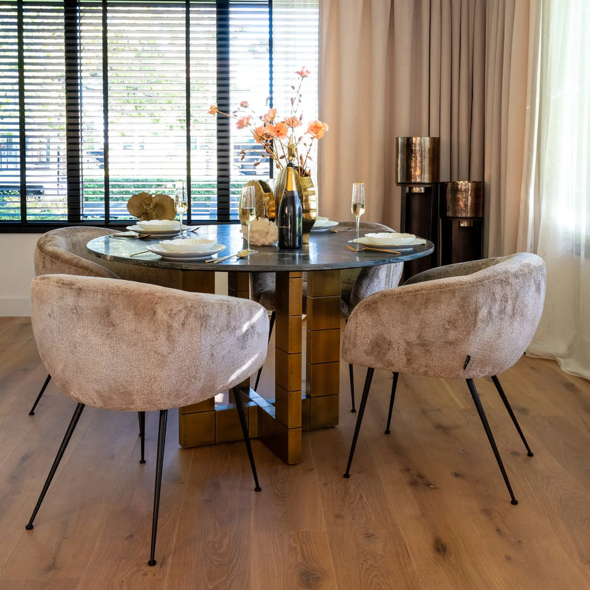 Esstisch Collada aus Marmor in schwarz/gold, 130x130x76 cm von Richmond Interiors – Produktbild 7