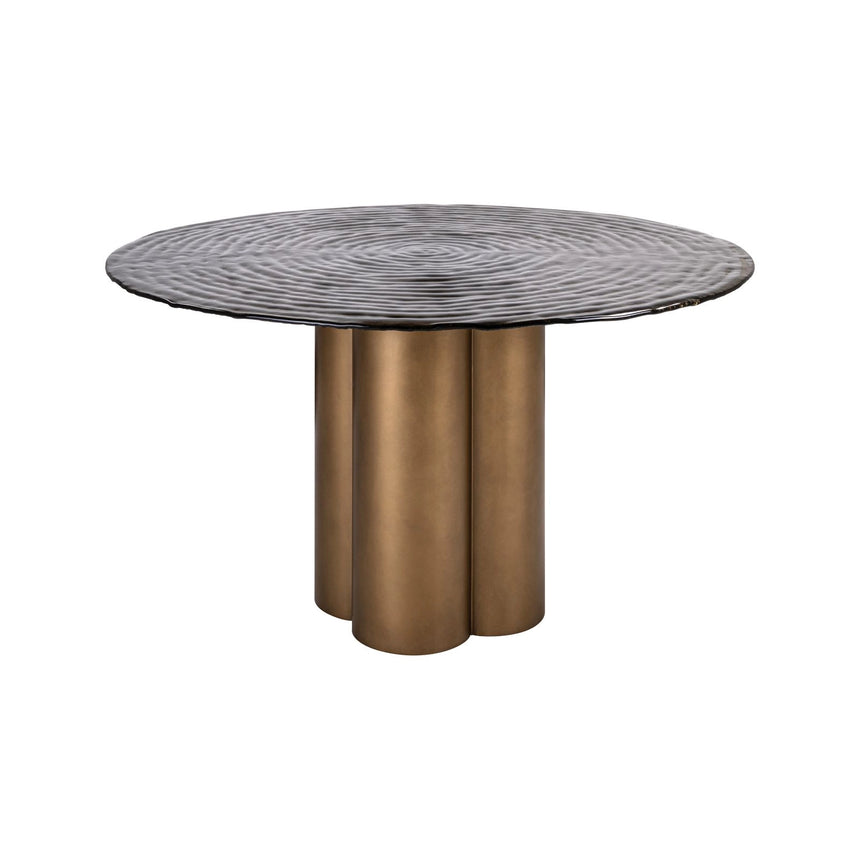 Esstisch Glastonburry aus Eisen und Glas in antikgold, 135x135x76 cm von Richmond Interiors – Bild 1