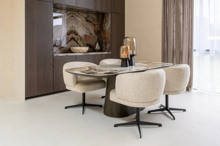 Esstisch Langford mit Eichenfurnier und Keramik in braun, 200x100x75 cm von Richmond Interiors – Bild 2