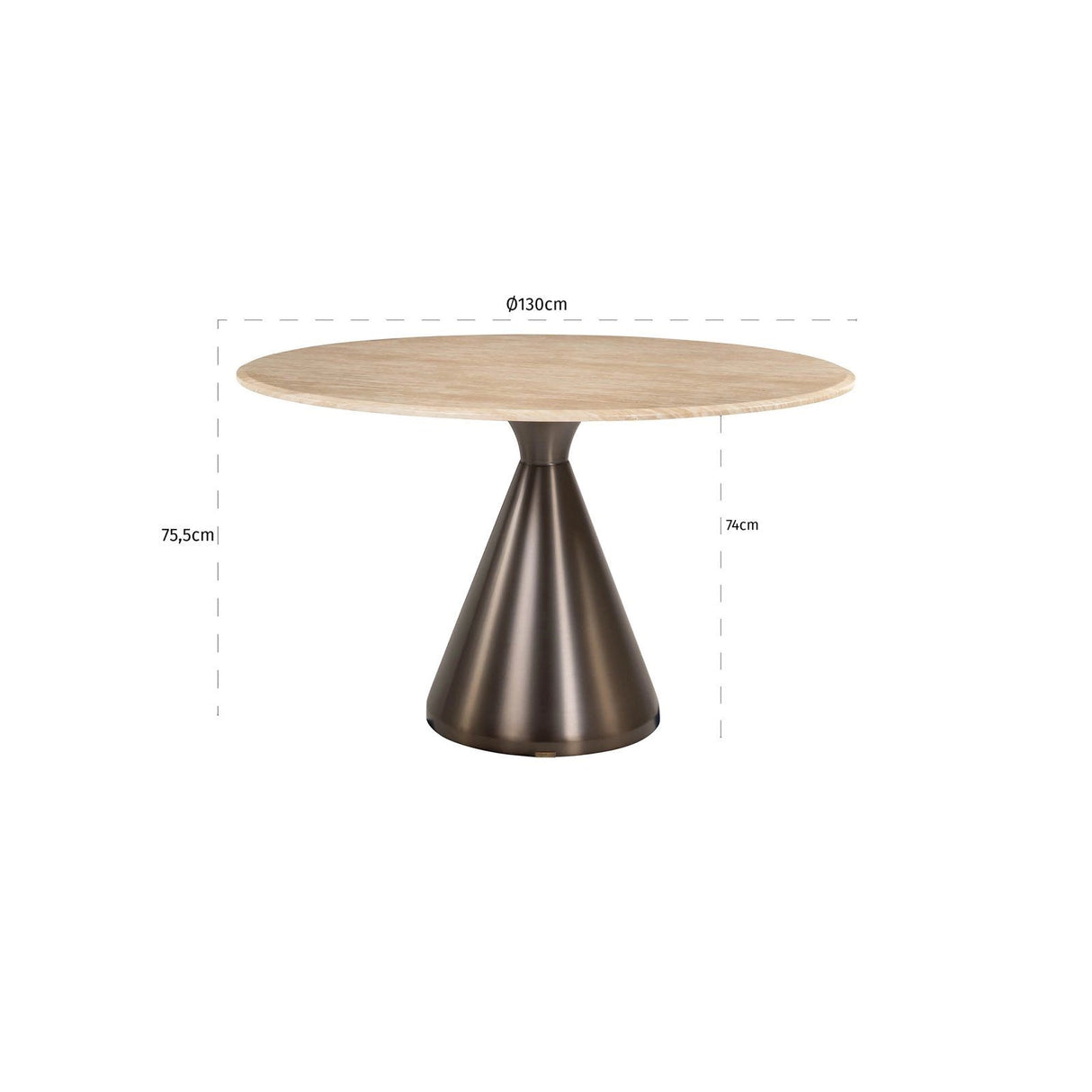 Esstisch Montgommery aus Agglo-Marmor in beige, 130x130x76 cm von Richmond Interiors – Produktbild 2