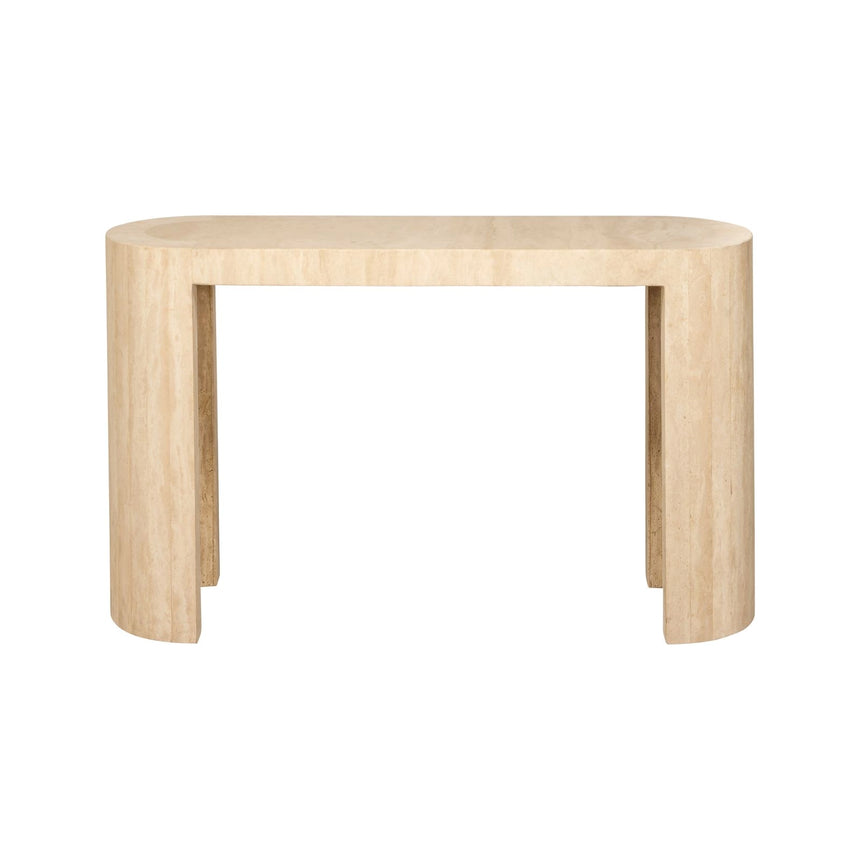 Konsolentisch Alexander Jones (Biltmore) aus Eisen und Travertin in beige, 140x40x77 cm von Richmond Interiors – Bild 3