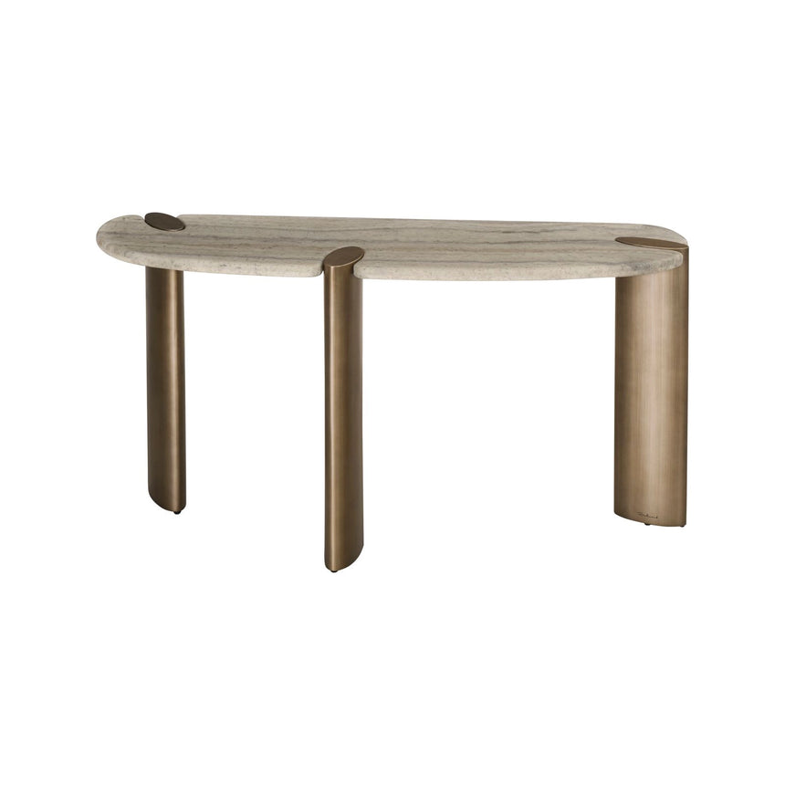 Konsolentisch Arcadia aus Eisen und Travertin in grau, 140x45x76 cm von Richmond Interiors – Bild 3