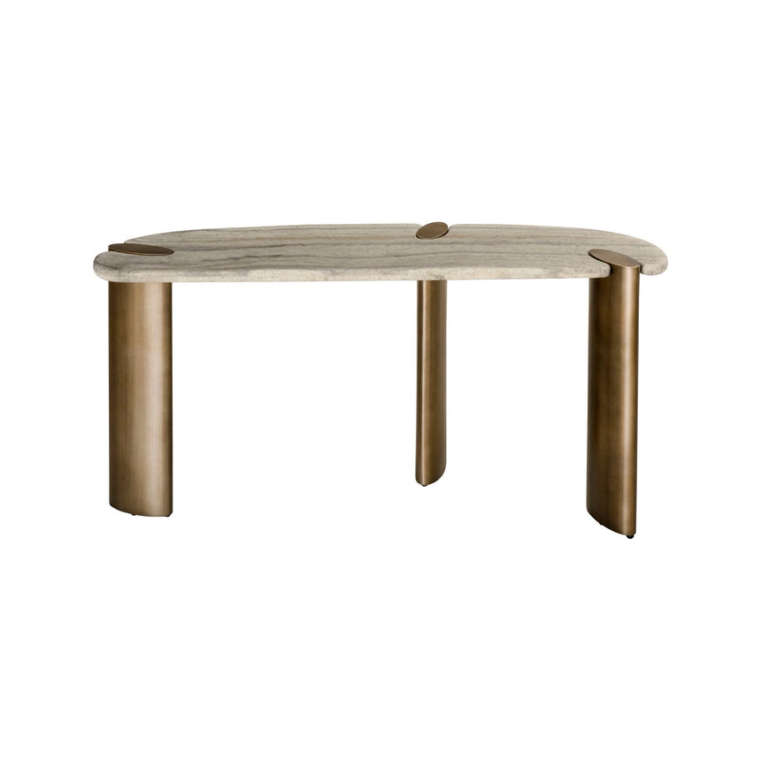 Konsolentisch Arcadia aus Eisen und Travertin in grau, 140x45x76 cm von Richmond Interiors – Bild 4