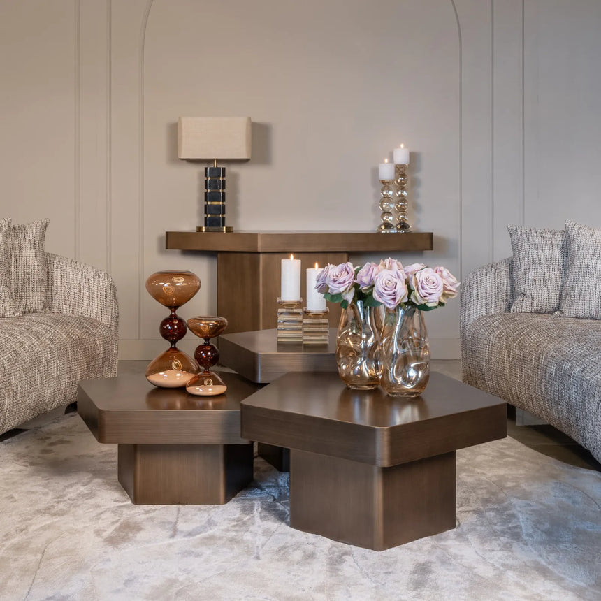 Konsolentisch Hexa aus Eisen in brushed gold, 150x40x75 cm von Richmond Interiors – Bild 10