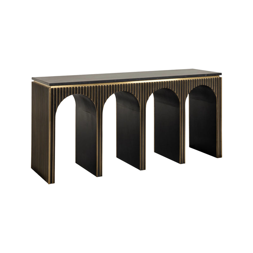 Konsolentisch Les Arcs in brushed gold, 160x45x76 cm von Richmond Interiors – Bild 1