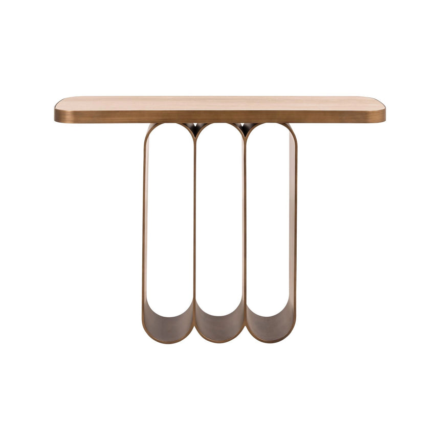 Konsolentisch Locarno aus Eisen und glasierter Keramik in brushed gold, 120x31x84 cm von Richmond Interiors – Bild 2