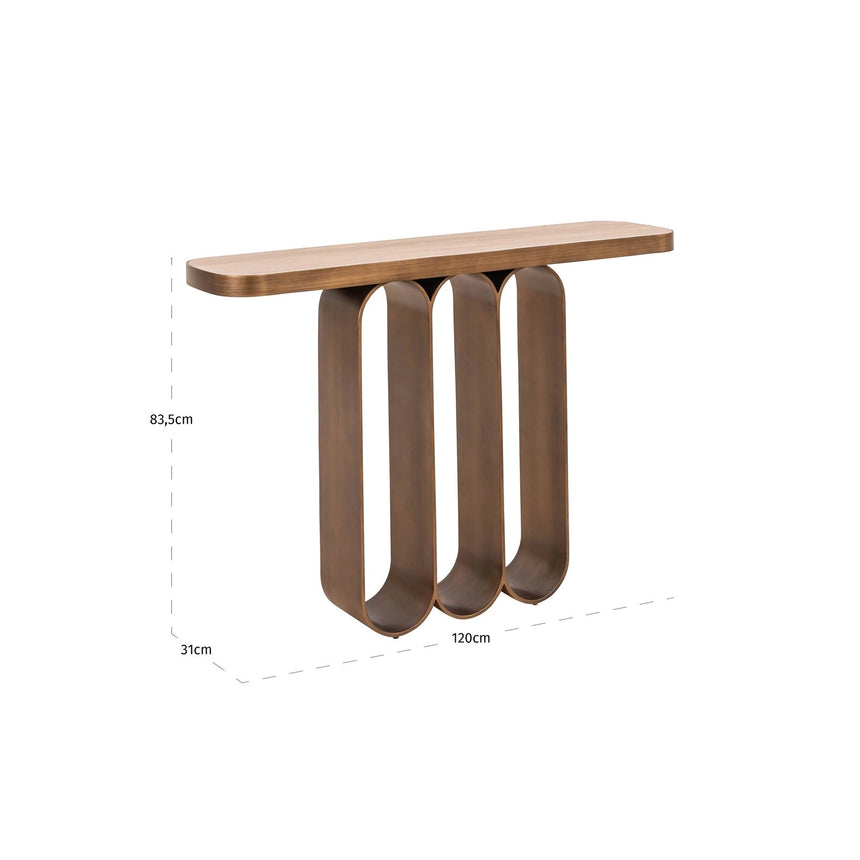 Konsolentisch Locarno aus Eisen und glasierter Keramik in brushed gold, 120x31x84 cm von Richmond Interiors – Bild 5