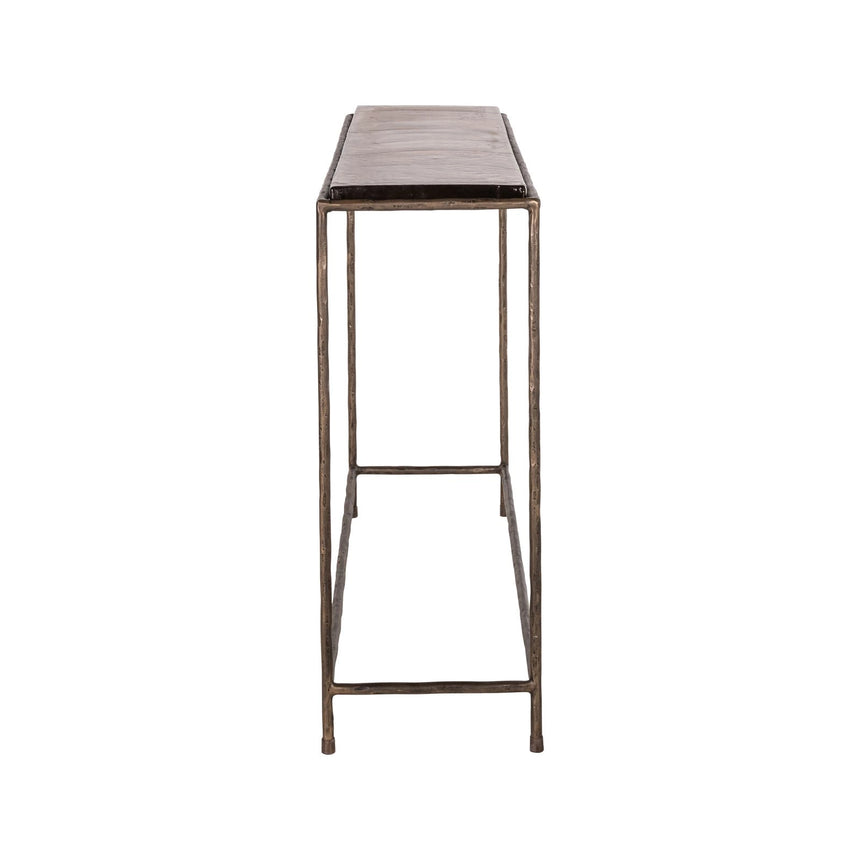Konsolentisch Villano aus Glas und Eisen in bronze, 110x29x75 cm von Richmond Interiors – Bild 3