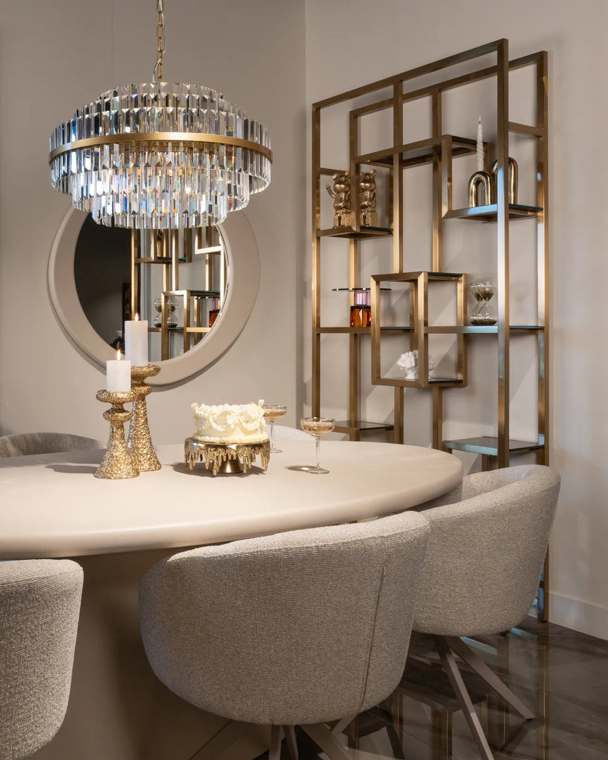 Kronleuchter Desire in brushed gold aus Eisen und Kristall, 49x49x35 cm von Richmond Interiors – Produktbild 6