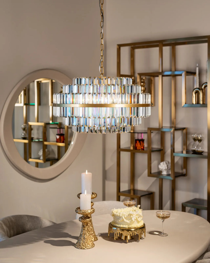Kronleuchter Desire in brushed gold aus Eisen und Kristall, 49x49x35 cm von Richmond Interiors – Produktbild 8