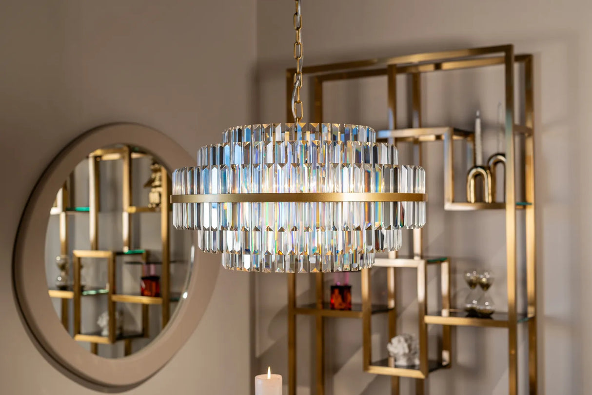 Kronleuchter Desire in brushed gold aus Eisen und Kristall, 49x49x35 cm von Richmond Interiors – Produktbild 9