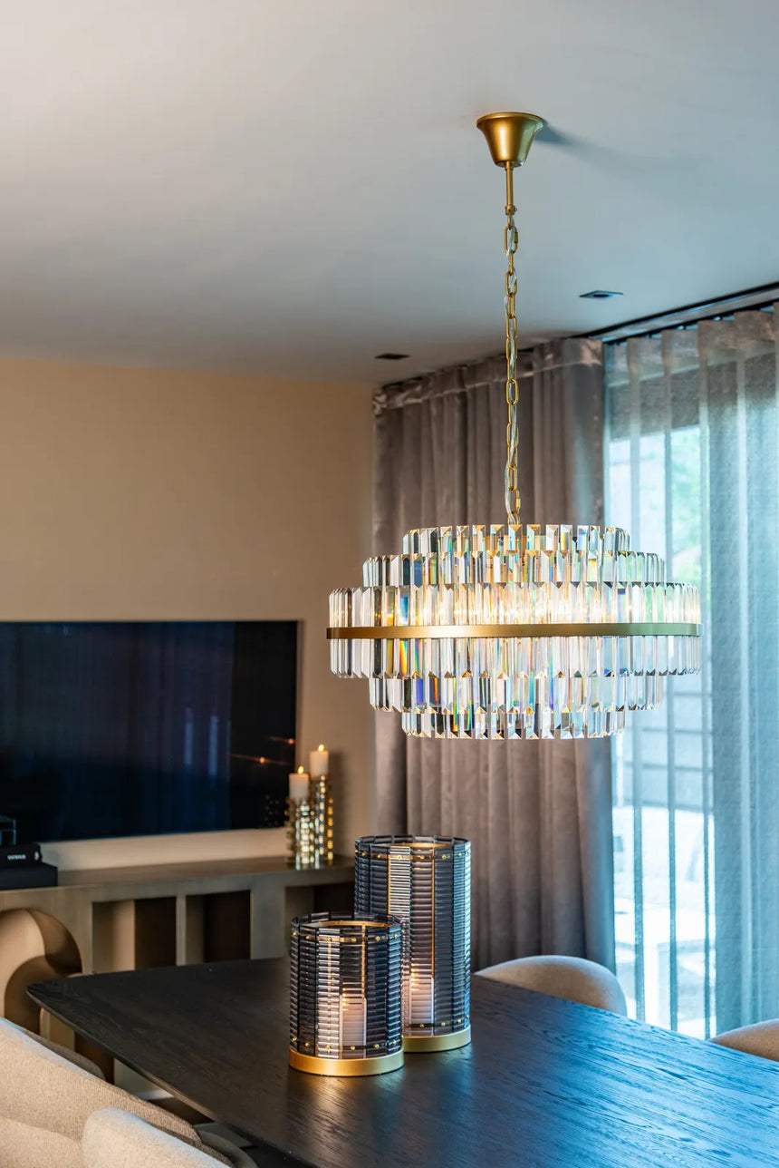 Kronleuchter Desire in brushed gold aus Eisen und Kristall, 65x65x38 cm von Richmond Interiors – Produktbild 4