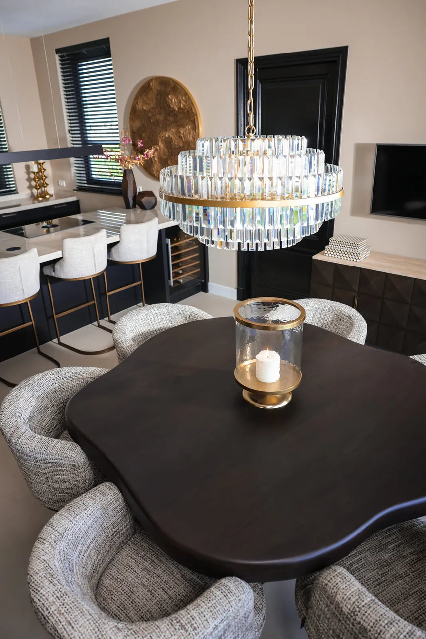 Kronleuchter Desire in brushed gold aus Eisen und Kristall, 80x80x40 cm von Richmond Interiors – Produktbild 10