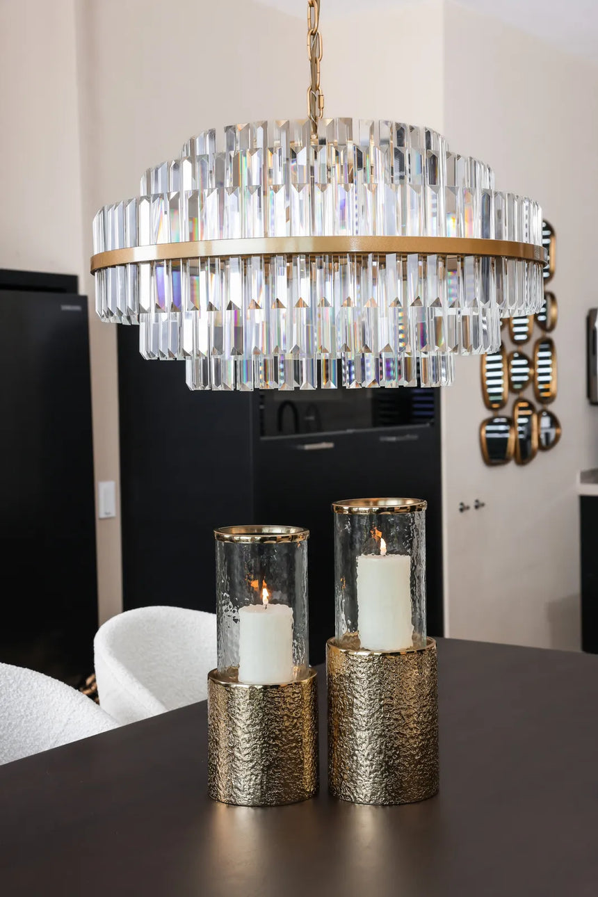 Kronleuchter Desire in brushed gold aus Eisen und Kristall, 80x80x40 cm von Richmond Interiors – Produktbild 21