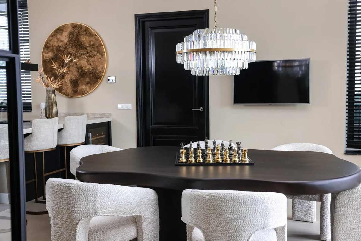 Kronleuchter Desire in brushed gold aus Eisen und Kristall, 80x80x40 cm von Richmond Interiors – Produktbild 3