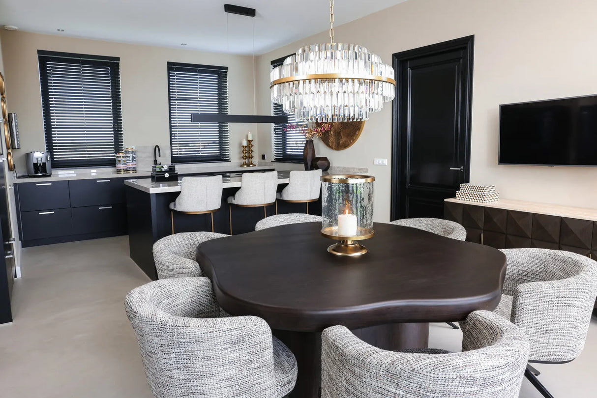 Kronleuchter Desire in brushed gold aus Eisen und Kristall, 80x80x40 cm von Richmond Interiors – Produktbild 5