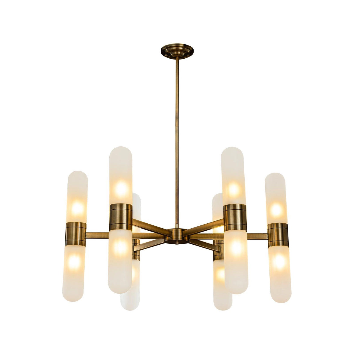 Kronleuchter Tricon in kupfer aus Eisen und Glas, 86x86x220 cm von Richmond Interiors – Produktbild 1