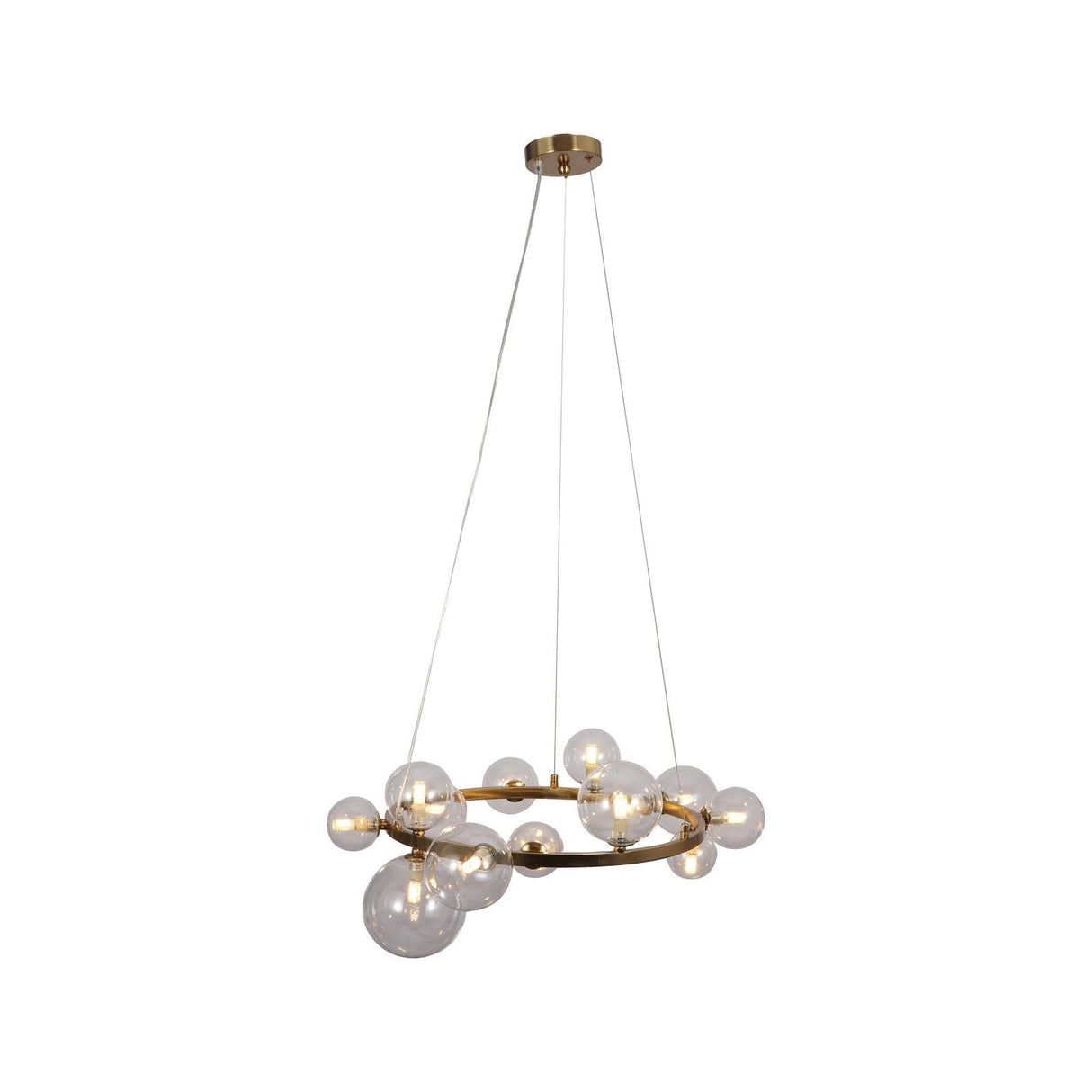 Kronleuchter Yosie in brushed gold aus Eisen und Glas, 76x76x150 cm von Richmond Interiors – Produktbild 1