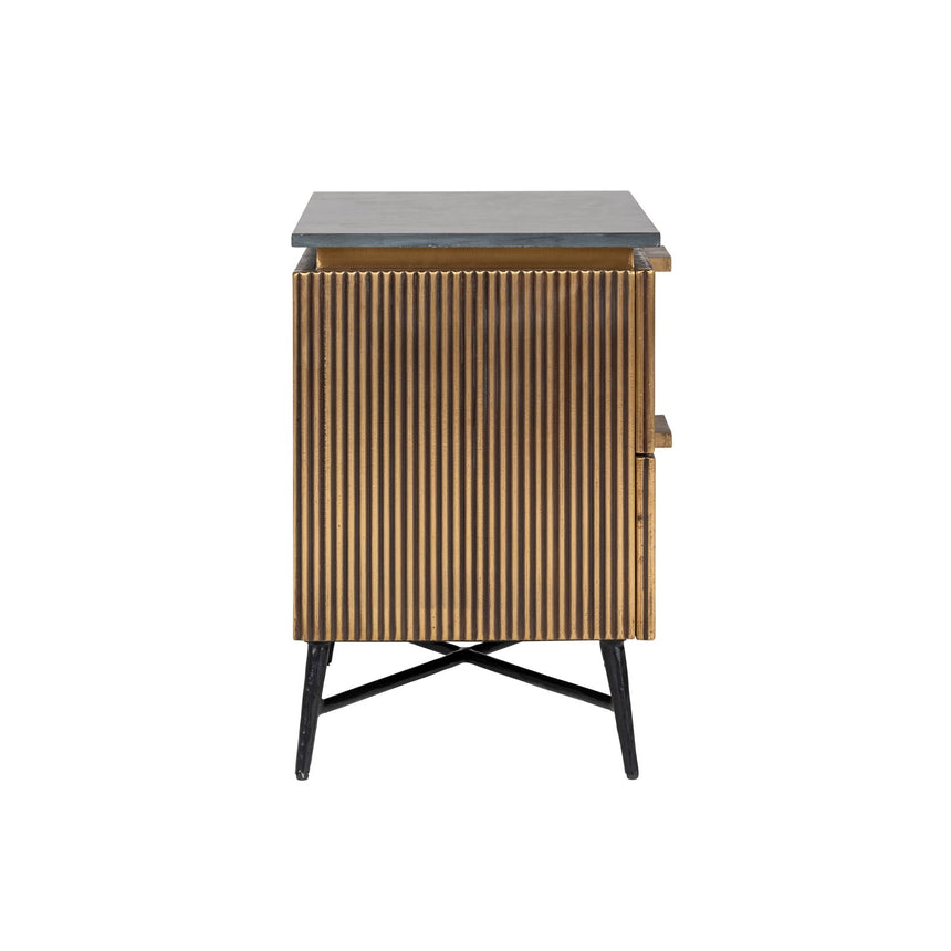 Nachttisch Ironville mit Black-Marine-Marmor in gold, 51x41x58 cm von Richmond Interiors – Bild 2
