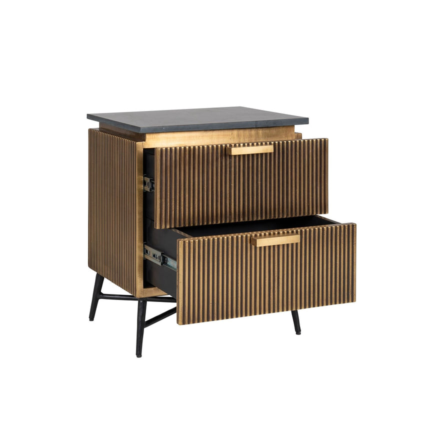 Nachttisch Ironville mit Black-Marine-Marmor in gold, 51x41x58 cm von Richmond Interiors – Bild 5