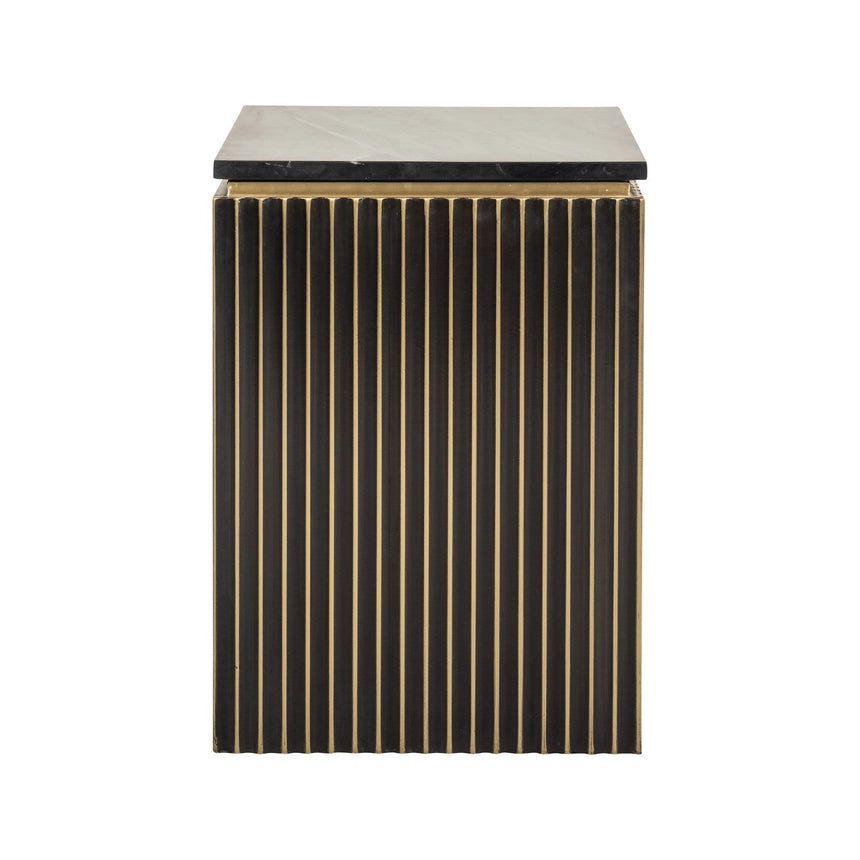 Nachttisch Les Arcs aus Marine-Marmor und Messing in brushed gold, 50x43x60 cm von Richmond Interiors – Bild 2