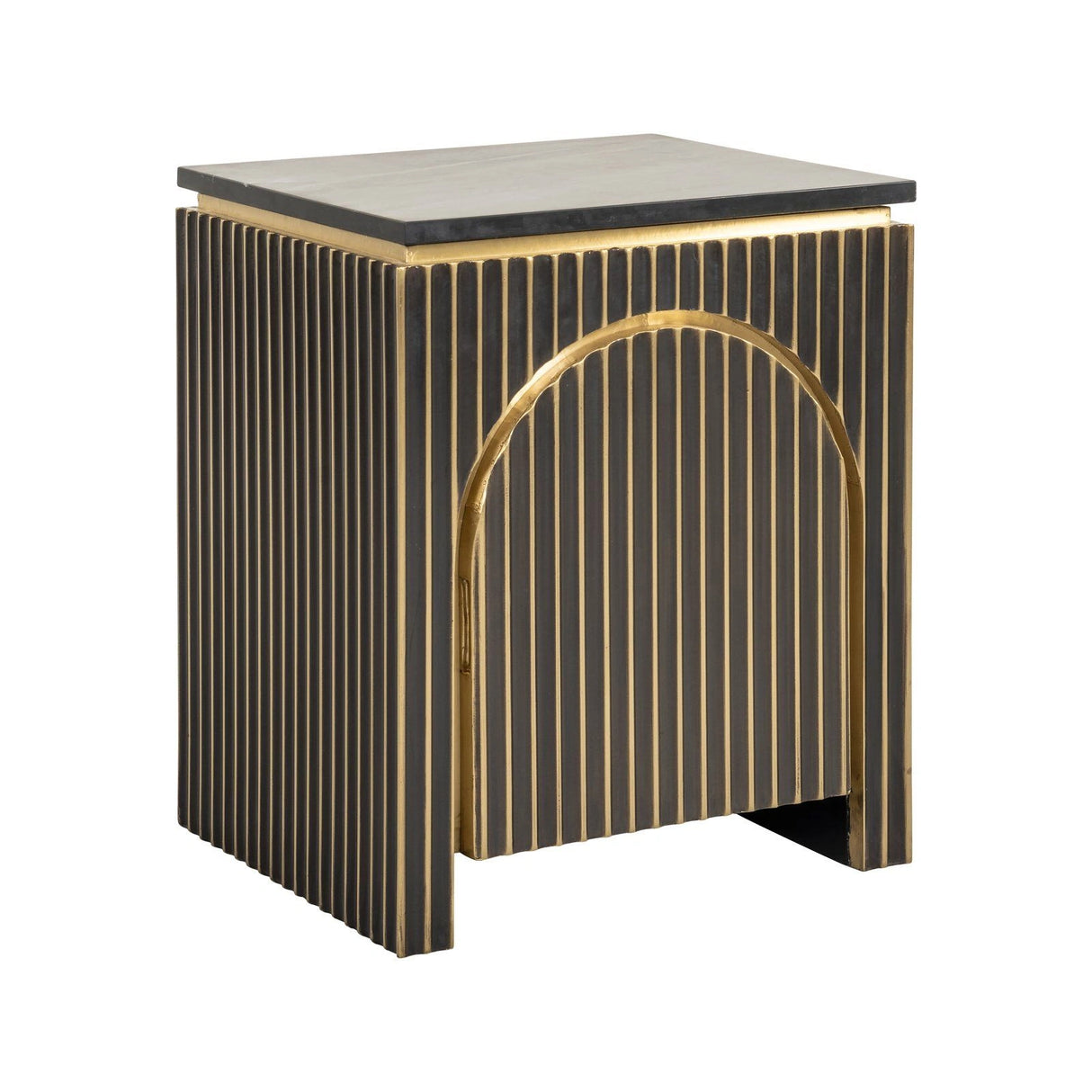 Nachttisch Les Arcs aus Marine-Marmor und Messing in brushed gold, 50x43x60 cm von Richmond Interiors – Bild 4