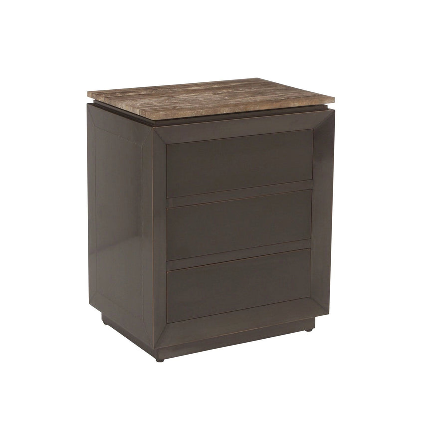 Nachttisch Russo aus Travertin in braun mit 3 Schubladen, 55x40x65 cm von Richmond Interiors – Bild 1
