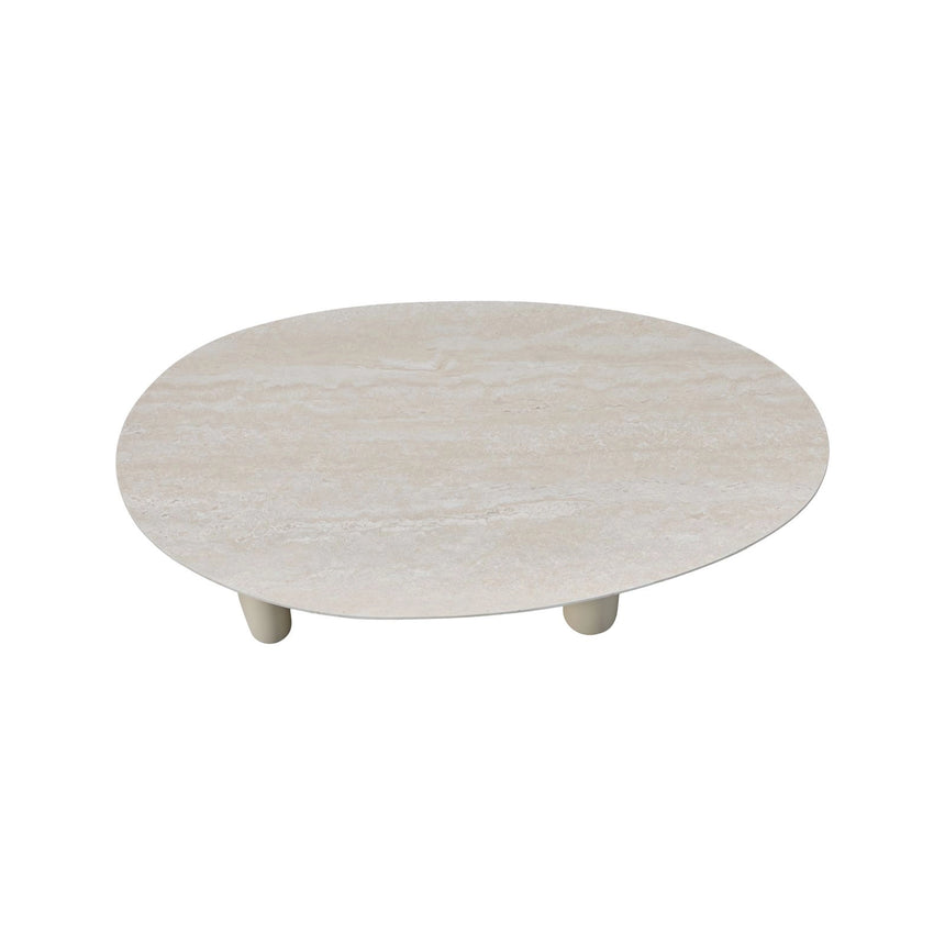Outdoor-Couchtisch Vendome aus Aluminium und gesintertem Stein in beige, 113x59x32 cm von Richmond Interiors – Bild 4