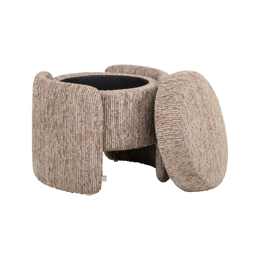 Pouf und Fußhocker Cupid mit Stauraum in mocca linear, 51x43x47 cm von Richmond Interiors – Bild 4