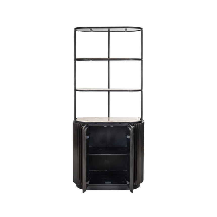 Schrank Hampton mit Travertin in dunkelbraun, 91x40x199 cm von Richmond Interiors – Bild 3