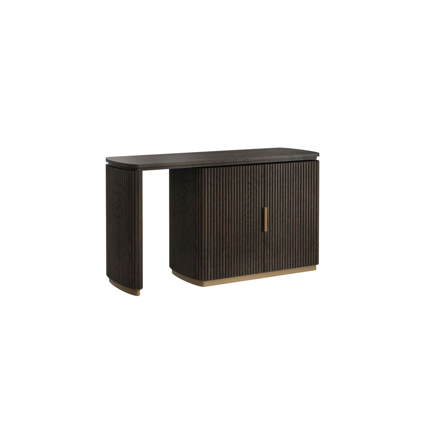 Schreibtisch Cambon mit Eichenholz und Eichenfurnier in dark coffee, 134x45x77 cm von Richmond Interiors – Bild 1