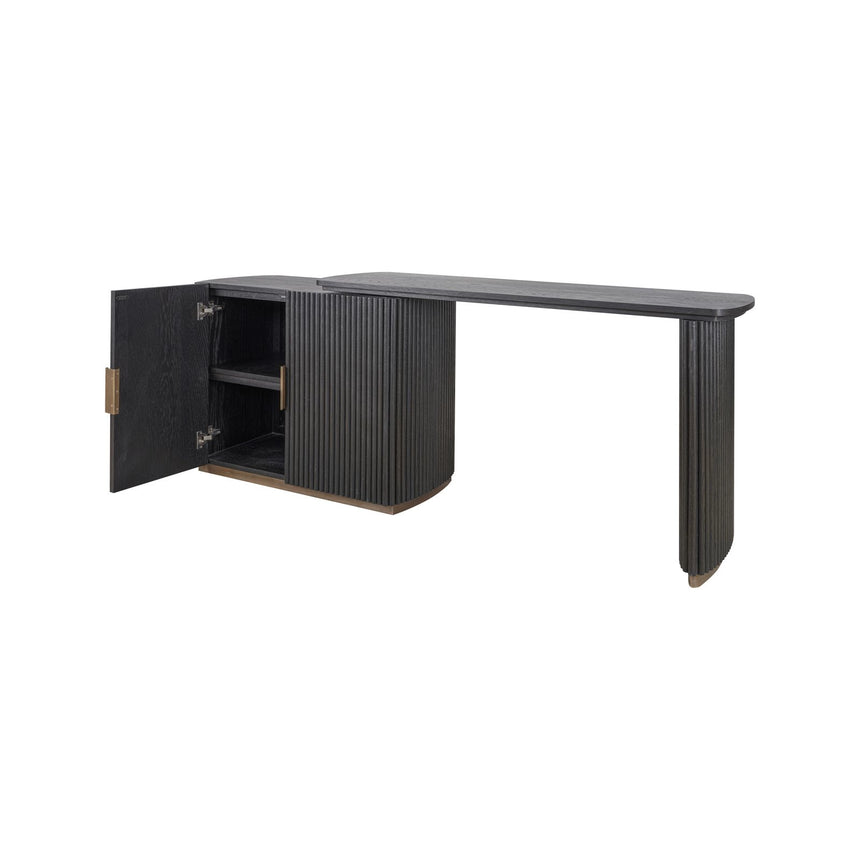 Schreibtisch Cambon mit Eichenholz und Eichenfurnier in dark coffee, 134x45x77 cm von Richmond Interiors – Bild 11