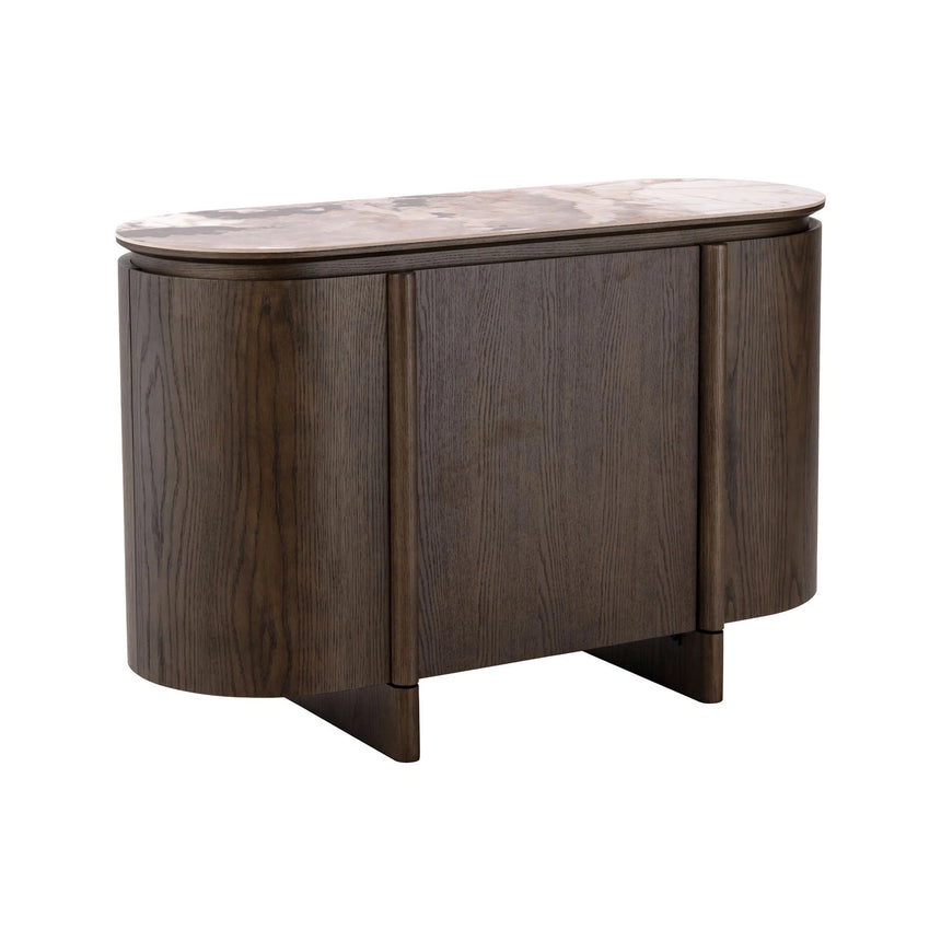 Sideboard Langford mit 3 Türen, Eichenfurnier und Keramik in braun, 120x45x77 cm von Richmond Interiors – Bild 1