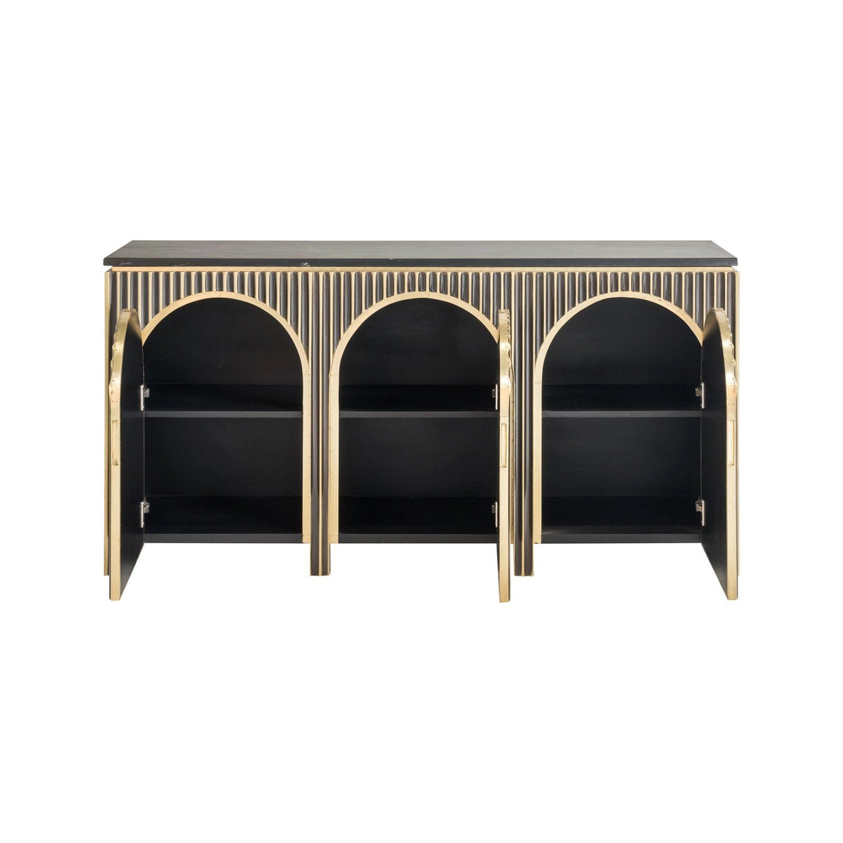 Sideboard Les Arcs aus Marmor mit Messingbeschlägen in brushed gold, 160x40x81 cm von Richmond Interiors – Produktbild 4