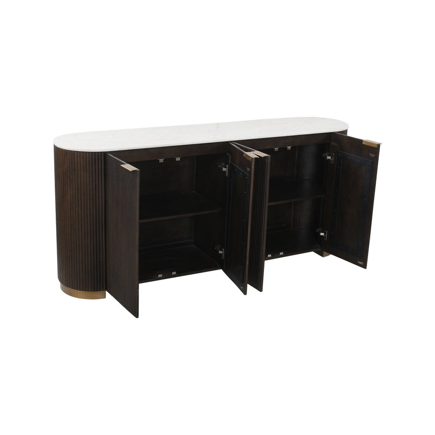Sideboard Mayfield aus Mangoholz und Marmor in dunkelbraun, 180x42x80 cm von Richmond Interiors – Produktbild 3