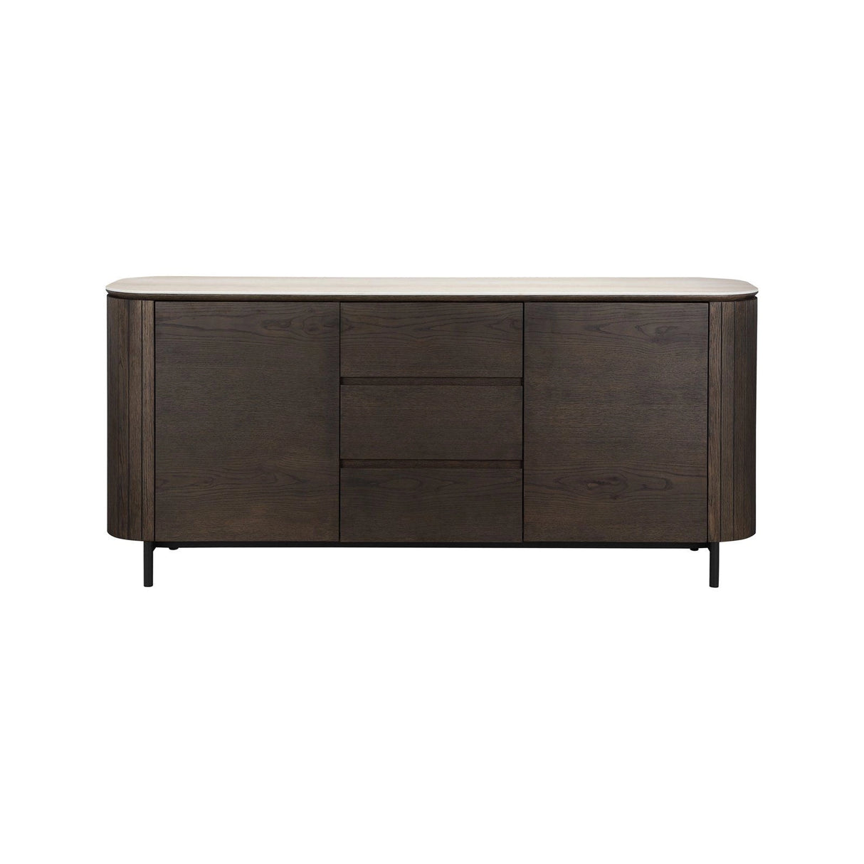 Sideboard Ritz aus Eichenfurnier in dunkelbraun, 179,5x44,5x80 cm von Richmond Interiors – Produktbild 2