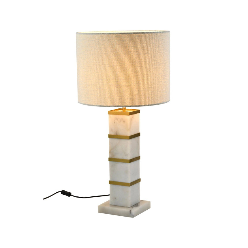 Tischlampe Celinae in weiß aus Marmor mit Lampenschirm, 40x40x79,5 cm von Richmond Interiors – Produktbild 1