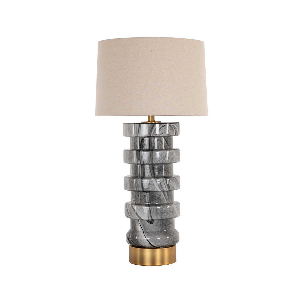 Tischlampe Jaylee in schwarz/weiß aus Eisen und Glas, 43x43x84 cm von Richmond Interiors – Produktbild 1