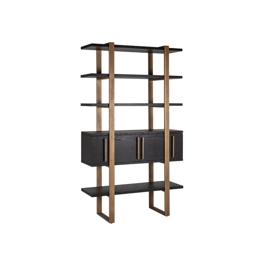 Vitrine Cambon aus Eichenfurnier und Metall in dark coffee, 116x42x200 cm von Richmond Interiors – Bild 1