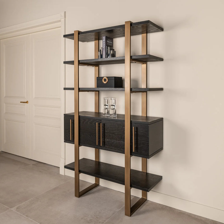Vitrine Cambon aus Eichenfurnier und Metall in dark coffee, 116x42x200 cm von Richmond Interiors – Bild 11