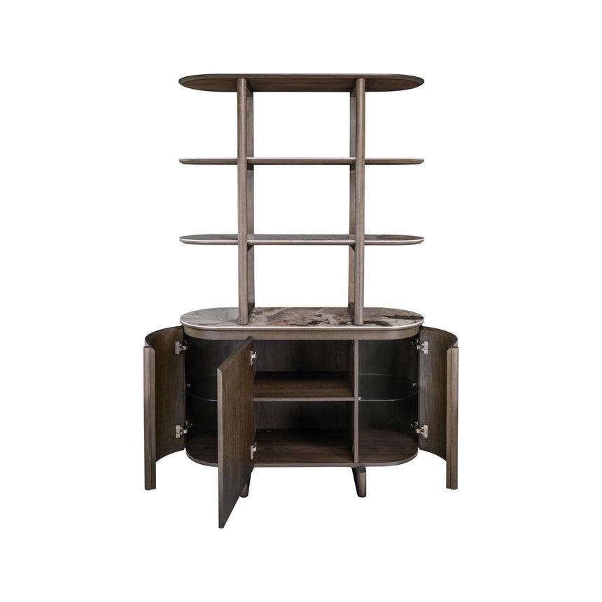 Vitrine Langford mit Eichenfurnier und Keramik in braun, 120x45x200 cm von Richmond Interiors – Bild 4